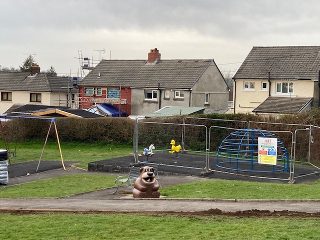 Llanybydder Park Improvements on the Bouncers and Climbing Frame